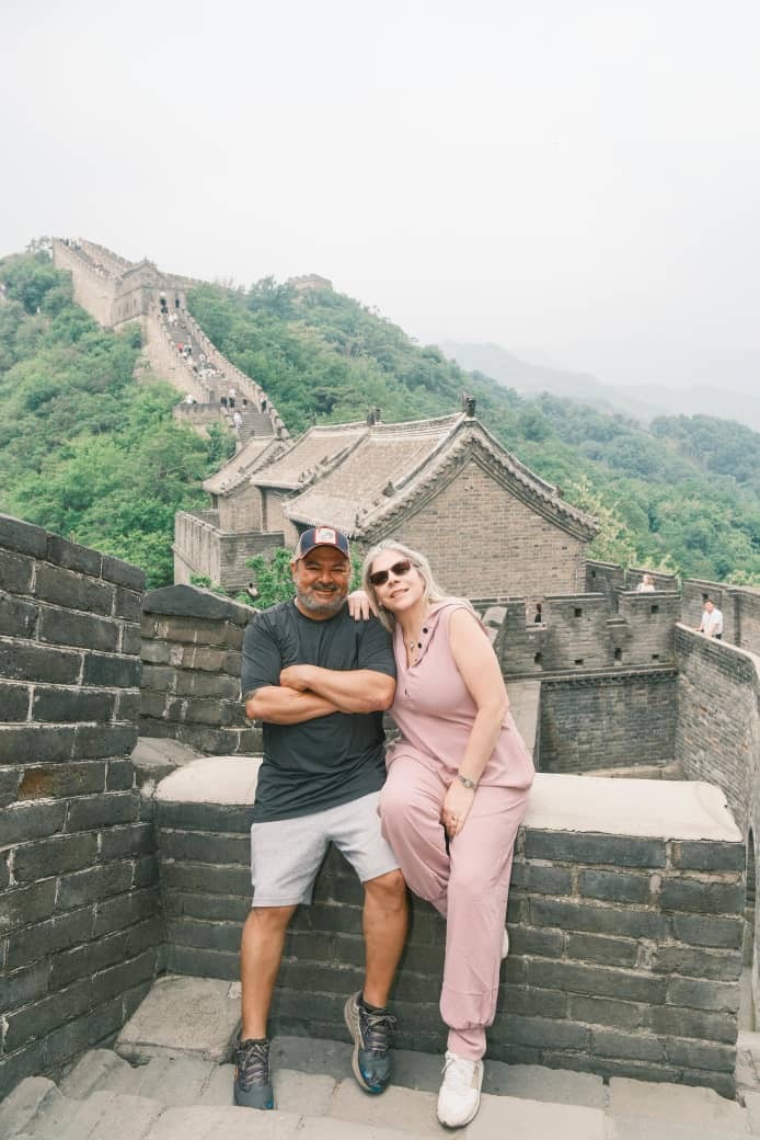 Sandra and her husband at The Great Wall of China