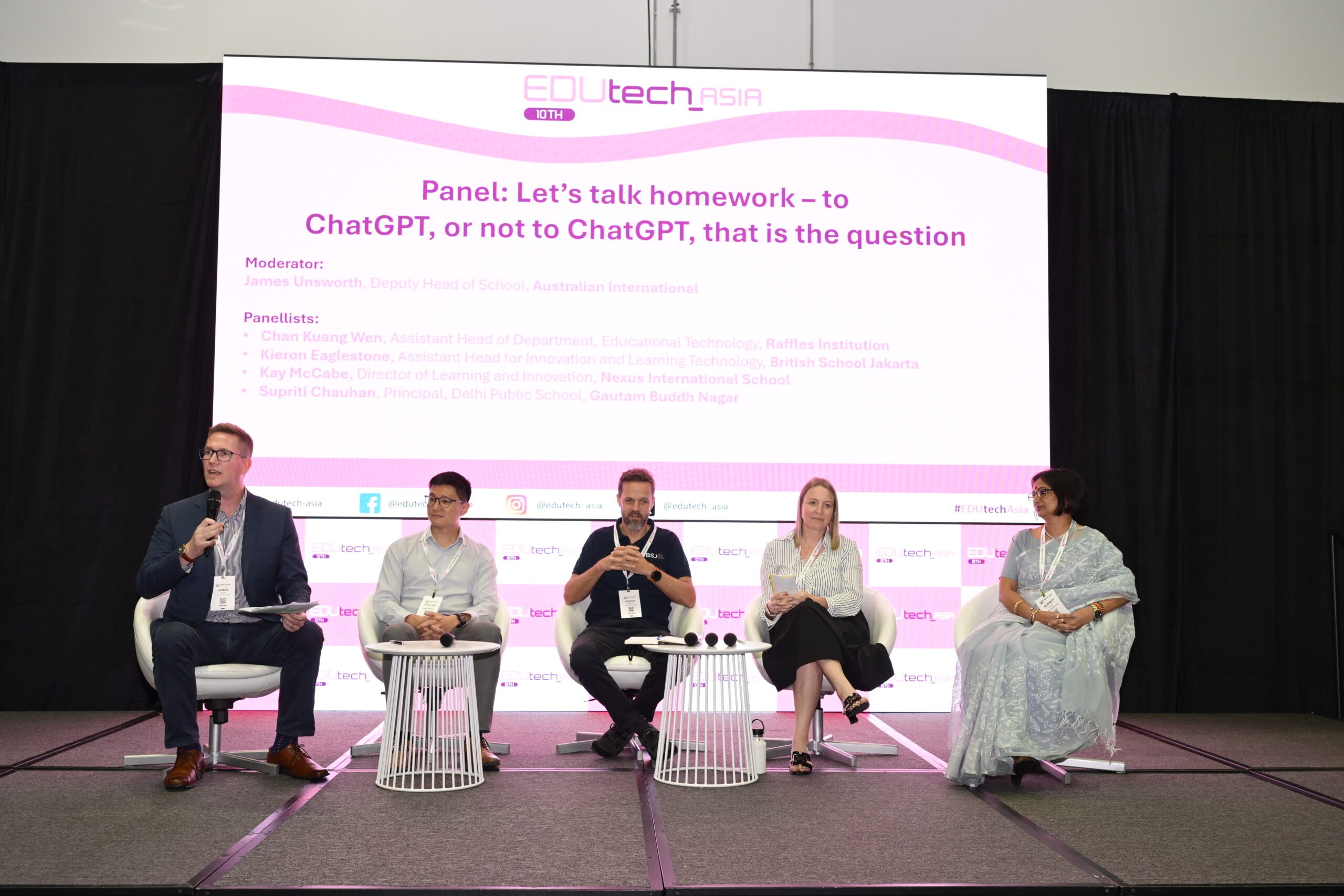 James speaking at a panel