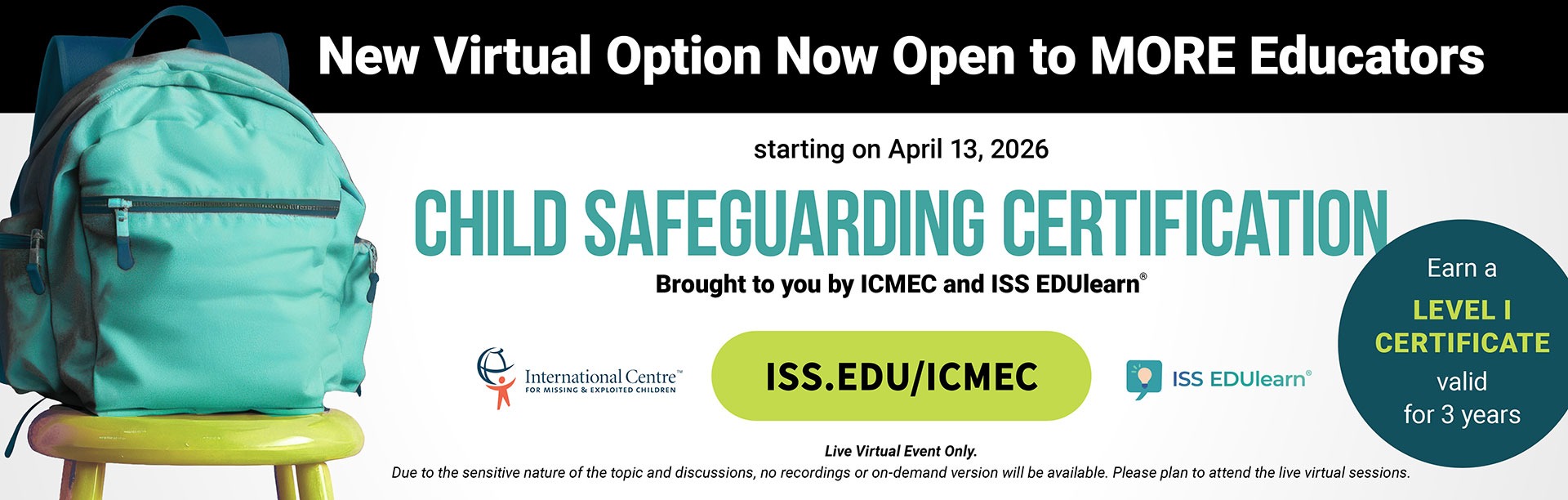 ICMEC Child Safegaurding Certification starting April 13, 2026