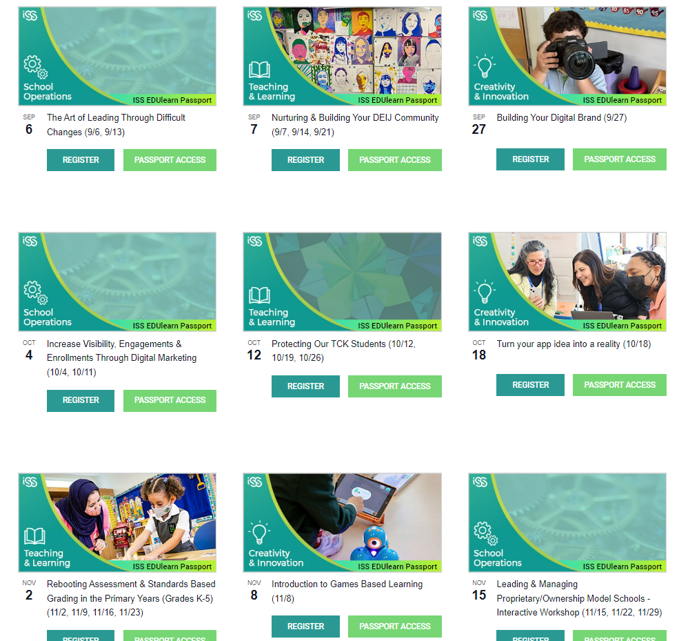 screen for pd ISS professional development events for teachers